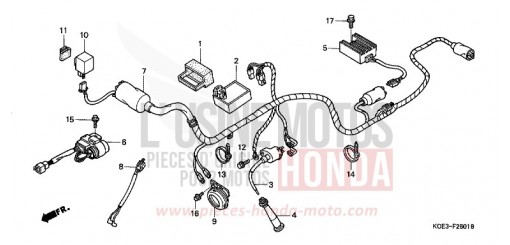WIRE HARNESS/ IGNITION COIL (CL/DK/ED/U) XR250R3 de 2003